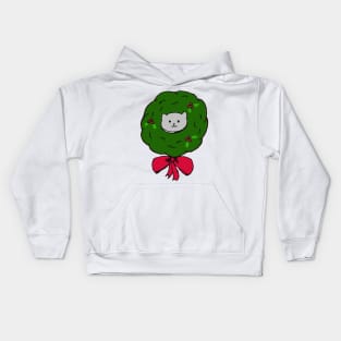 Kitty in Christmas Wreath! Kids Hoodie